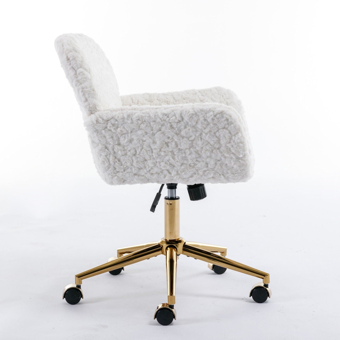 Office Chair, Artificial Rabbit Hair Home Office Chair With Metal Base, Adjustable Desk Chair Swivel Office Chair, Vanity Chair