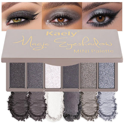 Kaely 6 Colors Mini Rose Pink Eye Shadow Palette Makeup, Mauve Plum Matte Shimmer Eyeshadow Palette for Older Women Highly Pigmented Waterproof, Paleta De Sombras De Ojos, Vegan & Cruelty-Free, 04