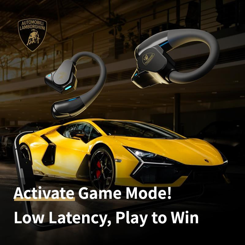 Lamborghini Official Wireless Earbuds | Sport Ear Hook Audifonos Bluetooth 6.0 Headphones | Deep Bass, Low Power Use | Comfortable for Running, Gym & Daily Calls Earphones, Electronic Audio Headset New Year Gifts Tiktokshopcreatorpicks