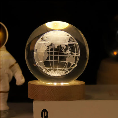 LED Night Light Galaxy Crystal Ball Table Lamp 3D Planet Moon Lamp Bedroom Home Decor For Kids Party Children Birthday Gifts