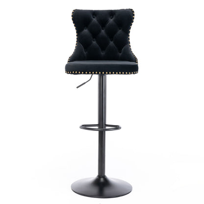 Swivel Barstools Adjusatble Seat Height, Modern Upholstered Bar Stools With Backs Comfortable Tufted For Home Pub And Kitchen Island (Set of 2)