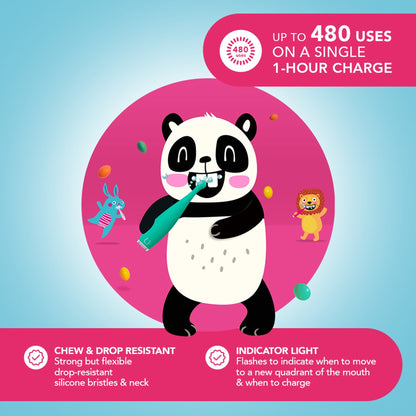 ISSA™ baby Soft Silicone Sonic Toothbrush, Kiwi Green Panda F9892