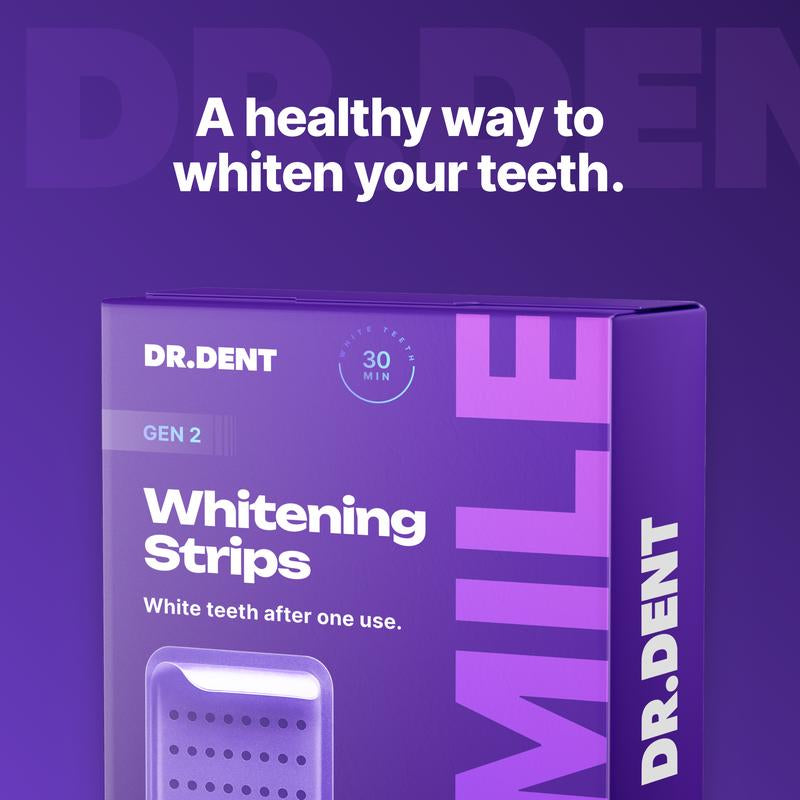 DRDENT Purple Teeth Whitening Strips - 21 Sessions for a Bright Smile - Enamel Safe & Non-Sensitive Formula - Peroxide-Free Whitening Solution