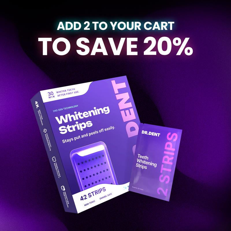DRDENT Purple Teeth Whitening Strips - 21 Sessions for a Bright Smile - Enamel Safe & Non-Sensitive Formula - Peroxide-Free Whitening Solution