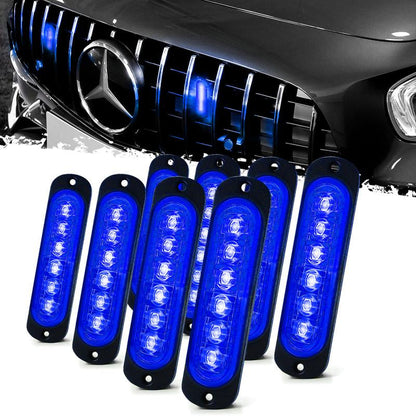 DIBMS Dual Color LED Emergency Strobe Lights - 8X Amber & White 6 LED Warning Light Bar for Cars, Trucks, Vans, ATVs & SUVs - Surface Mount Hazard Lights