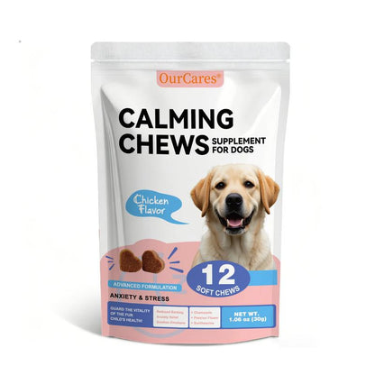 Ourcares Calming Chews for Dogs | 120 Soft Chews, Chicken Flavorrelieves Separation Anxiety, Reduces Stress & Destructive Behavior, Aids Sleep & Training