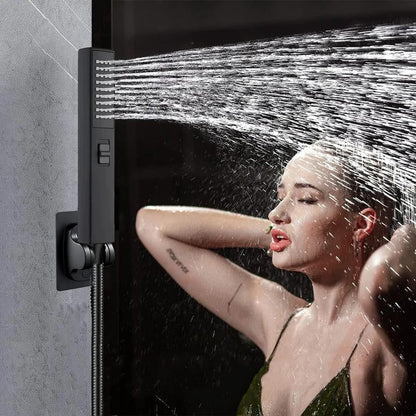 6/8"High Pressure Square Rainshower Head and 2-In-1 Handshower.Equipped with 78"Hose, 3Way Diverter Valve,Adhesive Showerhead Holder New Shower Rainfall Water Flow Stainless Steel Installation