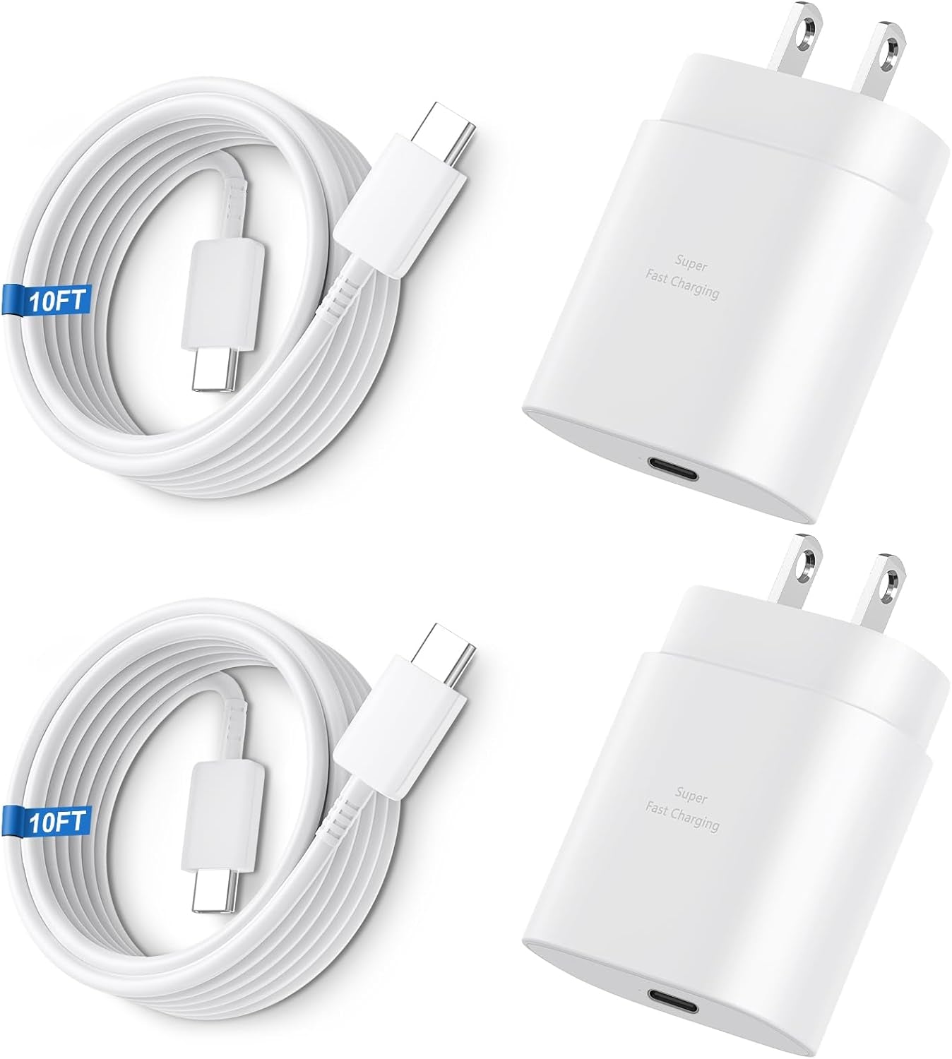 Super Fast Charger Type C, 25W USB C Wall Charger Fast Charging for Samsung Galaxy S26 Ultra/S26/S26+/S25 Ultra/S25/24 Ultra/S24/S23 Ultra/S22 Ultra with 10FT Long Android Type C Charger Cable 2Pack