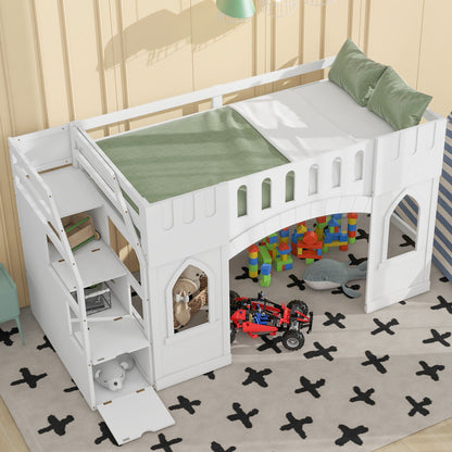 Loft Bed With Storage Staircase And Windows