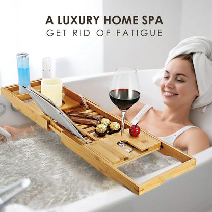 Bathtub Caddy Tray Crafted Bamboo
