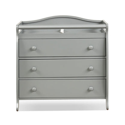 Baby Changing Table Infant Diaper with 3 Drawers and Safety Belt-Gray