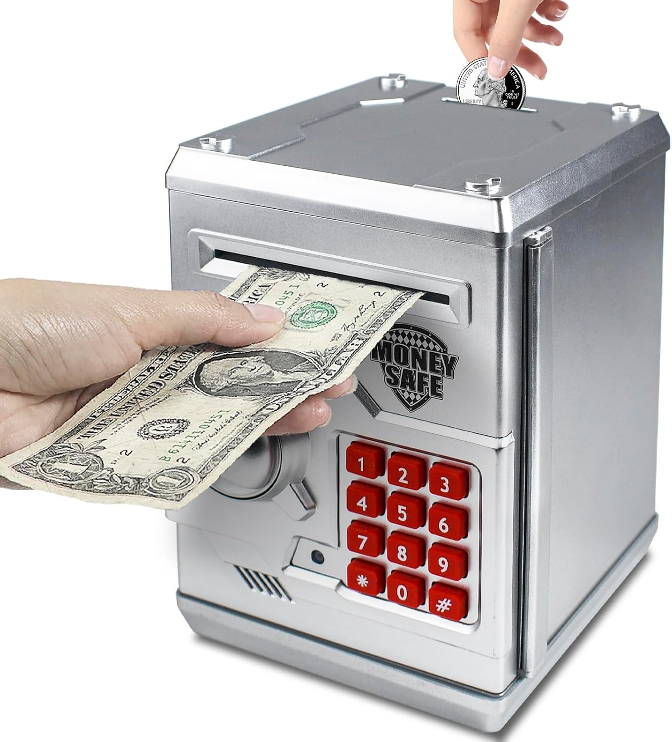 HUSAN Piggy Bank for Kids, Electronic Password Code Money Bank ATM Bank Box Coin Bank for Children Boys and Girls (Black)