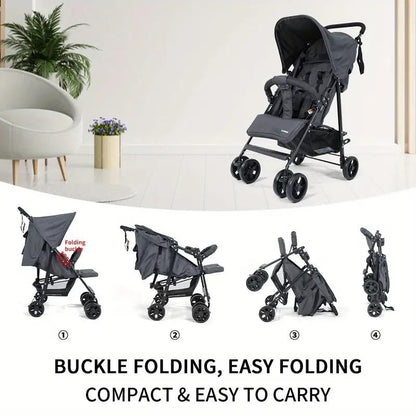 Lightweight Multi-Purpose Stroller - Modular Blackstroller, Stroller Toys,Modular Black Stroller, Babys Trollerwagon, Single Stroller,Multi-Position Recline, Summerventilation, Daily Use Everyday Stroller