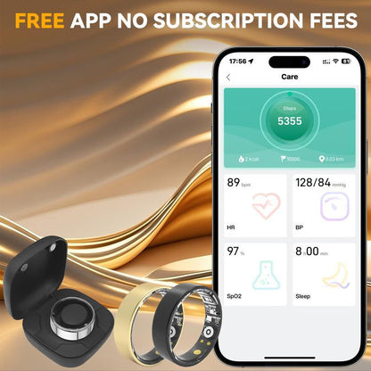 Smart Health Ring Fitness Tracker for Women Men Heart Rate Sleep Monitoring Step Counting IP68 Waterproof Activity Ring Compatible with Ios Android No Subscription