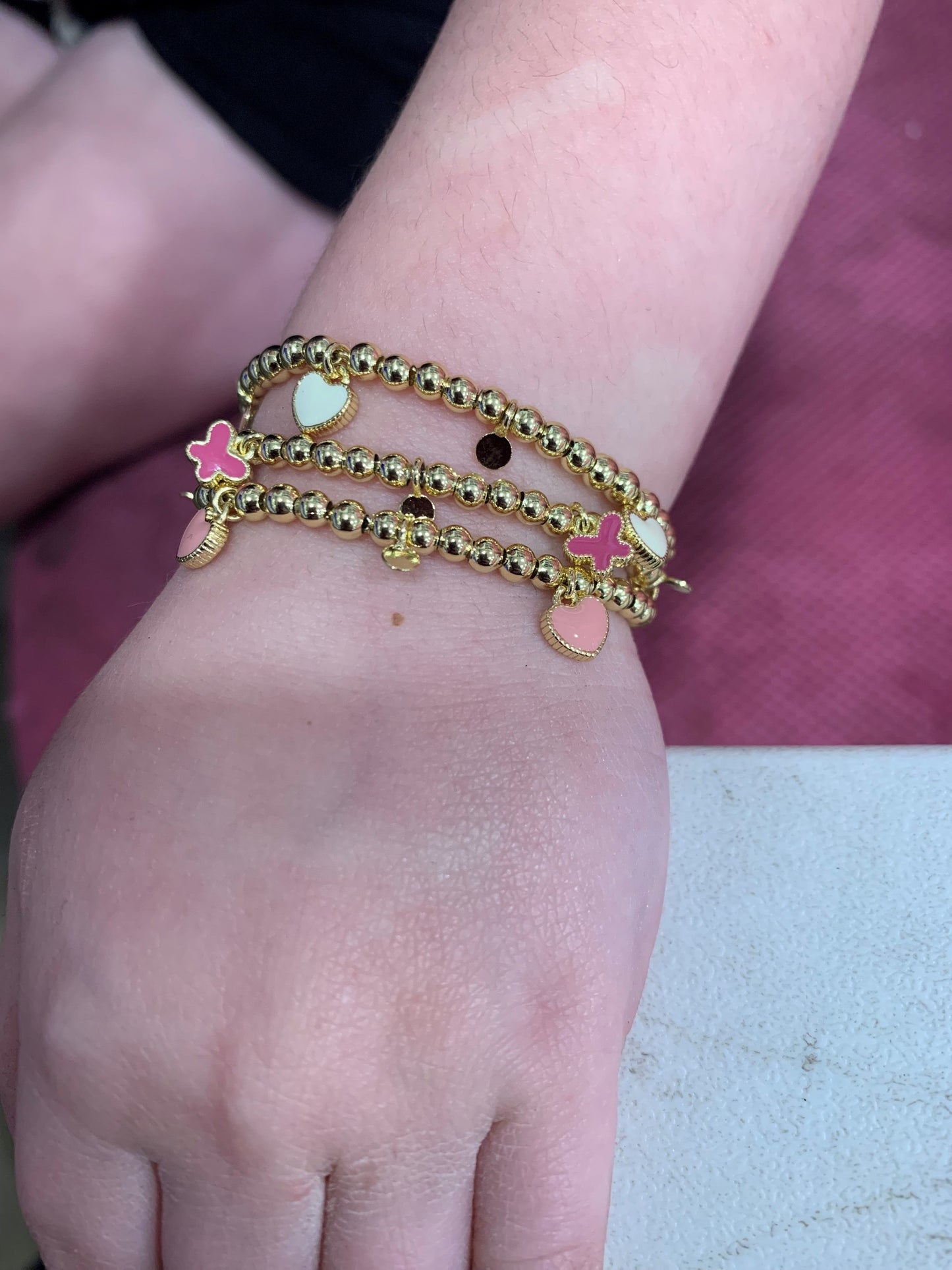 LMTS Classic! Bead & Disc Dangles Butterflies Bracelet