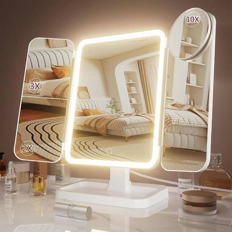 Valentine’S Day Gift for Her | KEIMI Portable LED Light Makeup Mirror, Adjustable Touch Lighting, 2X/3X/5X Magnification Foldable Vanity Mirror