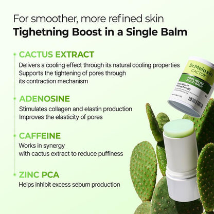 [Dr.Melaxin Official] CACTOX PORE RELIEF MULTI BALM with Cactus Cooling Reduce Puffiness & Pore Tightening for Visible Pore Care Skin Repair