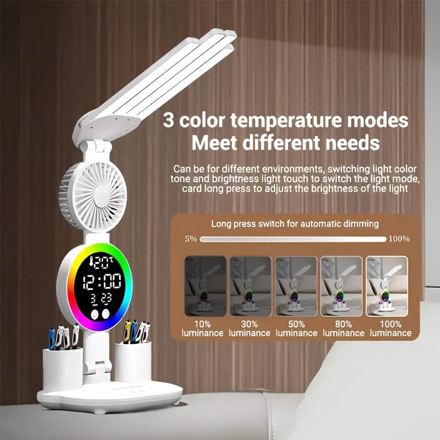 Smart Touch LED Desk Lamp – USB Powered, Dual Head, Dimmable, Color Changing