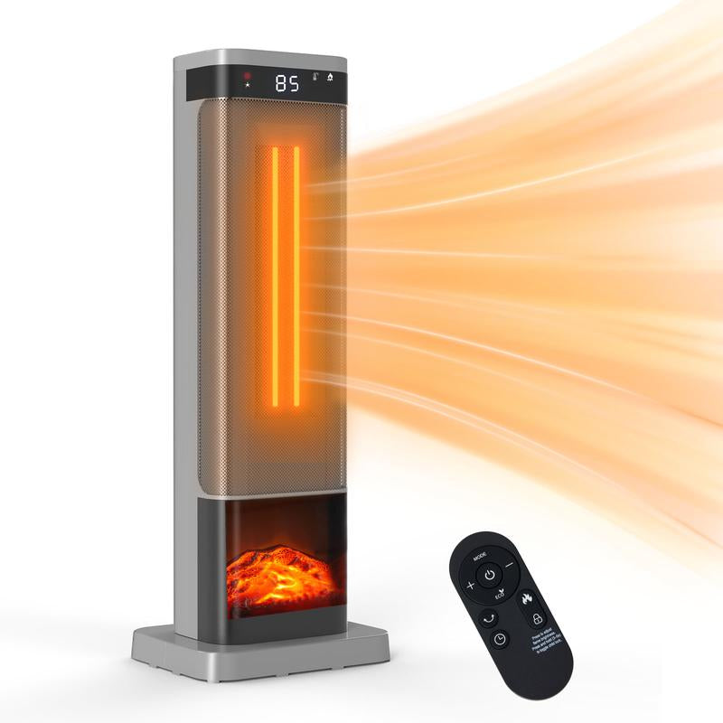 【Clearance】Space Heater for Indoor Use, 23Inch Portable Heater with Remote and Thermostat,7 Light Modes, 70°Oscillation, 12H Timer, up to 95°F, Tip-Over Protection
