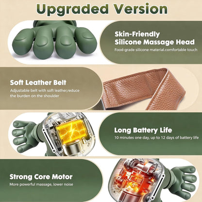 Neck Massager with Heat - Deep Tissue Shiatsu Electric Neck and Shoulder Massager with Fingers, 4D Kneading Design for Foot Back Body, Cordless Masajeador De Espalda Y Cuello, Portable for Travel