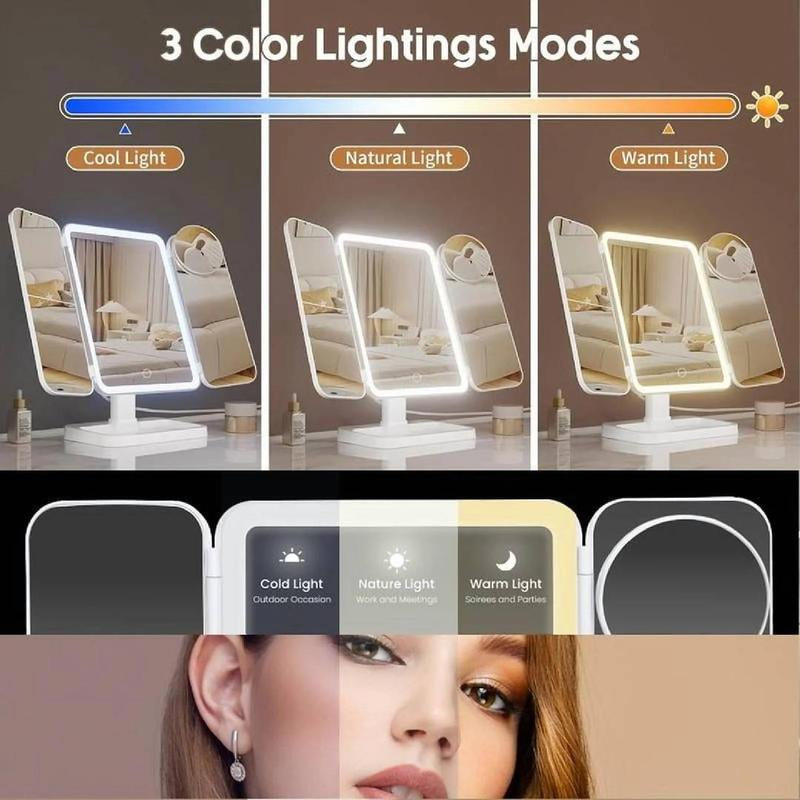 Valentine’S Day Gift for Her | KEIMI Portable LED Light Makeup Mirror, Adjustable Touch Lighting, 2X/3X/5X Magnification Foldable Vanity Mirror