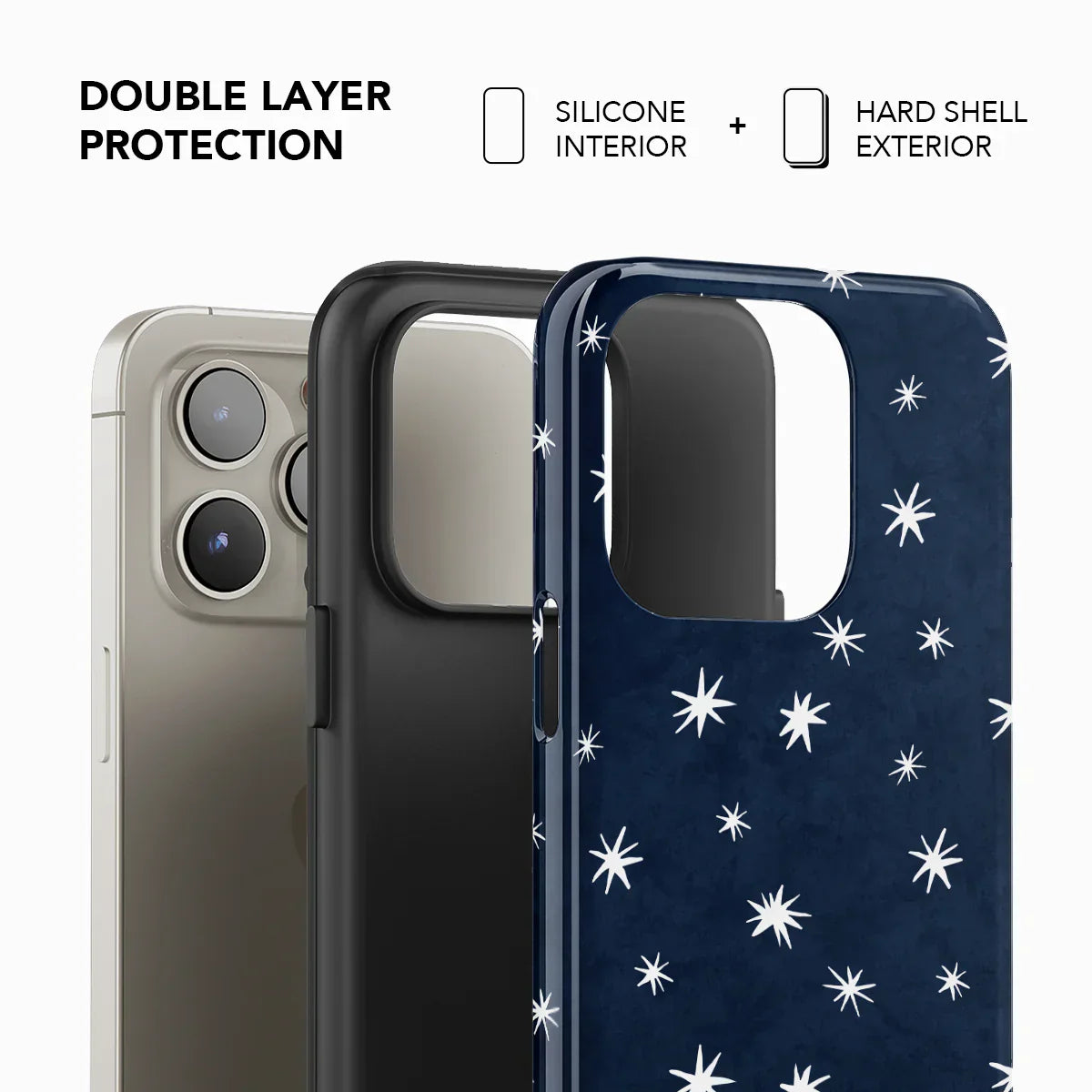 Starglimmer | Deep Blue Hand-Drawn Celestial Star iPhone Case