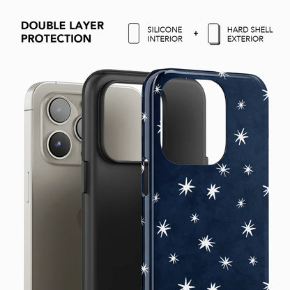 Starglimmer | Deep Blue Hand-Drawn Celestial Star iPhone Case
