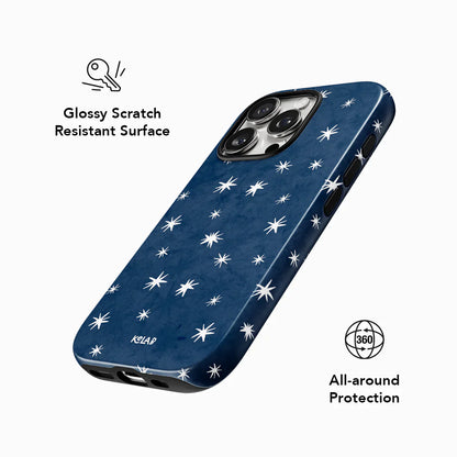 Starglimmer | Deep Blue Hand-Drawn Celestial Star iPhone Case