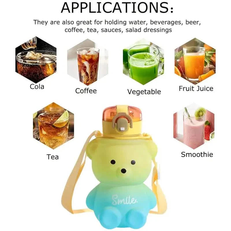 BPA-free Kawaii Bear Straw Water Bottle