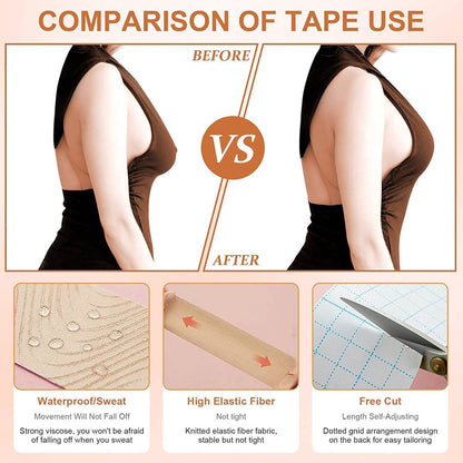 Breast Lift Tape for A-E Cup Large Breast, Breathable Push Up Tape