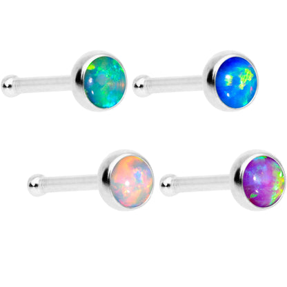 Multi Color 3mm Synthetic Opal Press Fit Nose Bone 4 Pack Set