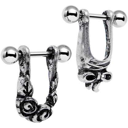 16G 3/8 Steel Beautiful Bow Flower Helix Cartilage Earring Set