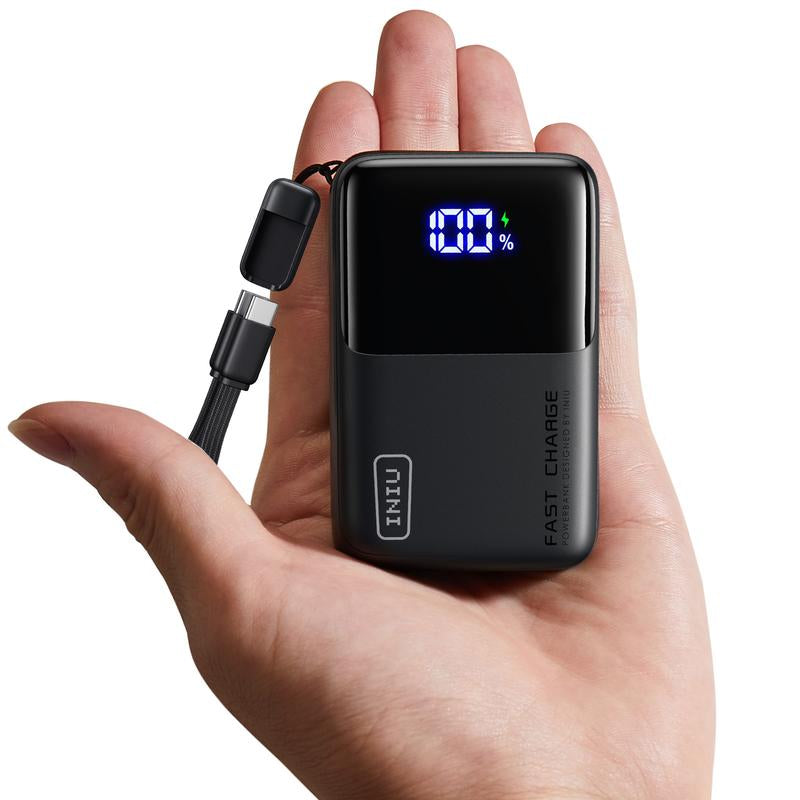 INIU Zapmini 45W PD 10000Mah Power Bank, Ultra Small Pocket Size Powerbank, Carry P50-E1 Travel Essentials Portable Charger, Detachable Lanyard USB C Cable Fast Charge Phone Battery Pack for Iphone 17 16 15 Series Ipad Airpods Samsung Switch Perfect Gift