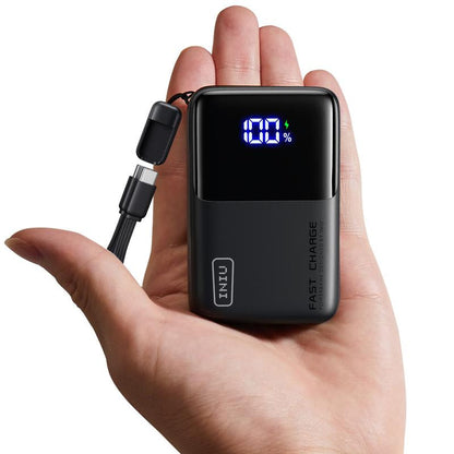 INIU Zapmini 45W PD 10000Mah Power Bank, Ultra Small Pocket Size Powerbank, Carry P50-E1 Travel Essentials Portable Charger, Detachable Lanyard USB C Cable Fast Charge Phone Battery Pack for Iphone 17 16 15 Series Ipad Airpods Samsung Switch Perfect Gift