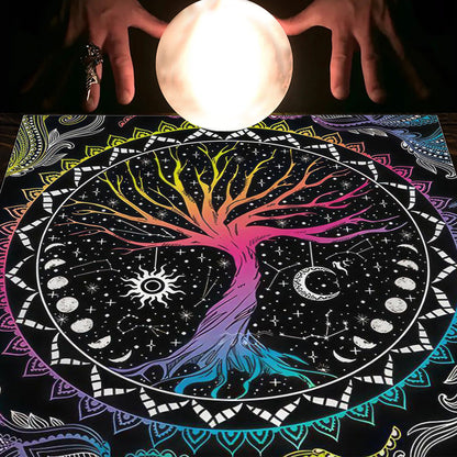 Tarot Tablecloth Cloth Cushion Tarot Moon Sun Lucky Tree Flannel Tablecloth