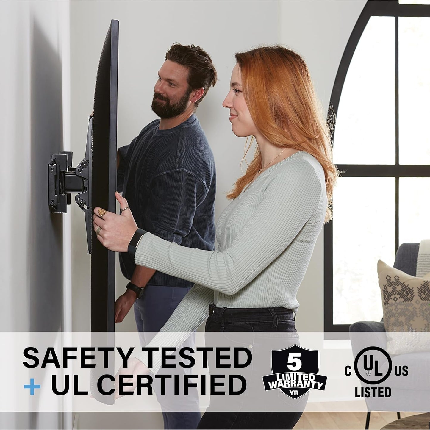 SANUS Extendable Tilting TV Wall Mount for 32”–90” Tvs up to 110 Lbs – 5.2” Extension for Easy Cable Access and Added Tilt, Tool-Free Tilt to Reduce Glare, Low Profile Design