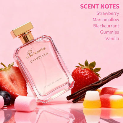 Paruvea Amaris Veil Extrait De Parfum – Loved Skin Sweetness Long-Lasting Strawberry Vanilla Gourmand Perfume, 100Ml (3.4 Fl Oz)