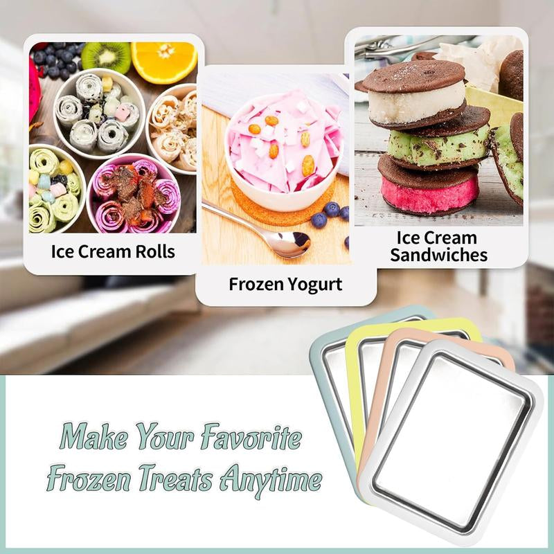 Instant Ice Cream Maker Rolled Ice Cream Maker Frozen Yoghurt Plate Instant Gelato Pan Roll for Homemade DIY Fun Parent Child Activities Families White