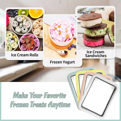 Instant Ice Cream Maker Rolled Ice Cream Maker Frozen Yoghurt Plate Instant Gelato Pan Roll for Homemade DIY Fun Parent Child Activities Families White