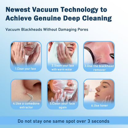 Rechargeable Blackhead Remover Pore Vacuum - 6 Attachments 3 Speed Portable Facial Cleaning Tool USB Fast Charge