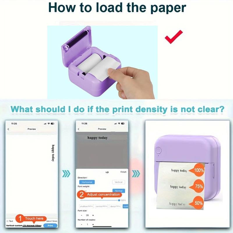 Mini Sticker Printer, Mini Label Printer Portable Inkless Thermal Printer, Free Cut Small Pocket Printer for DIY Scrapbook, Travel, Notes,Photos, Pictures, Label, Memo, Compatible with Ios&Android, Thermal Label Maker