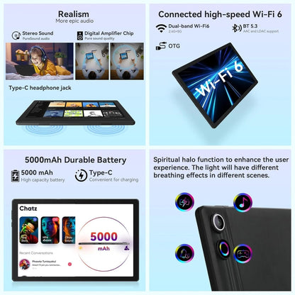 Android 14 Tablet with Rechargeable Stereo Speaker Audio Base, 10 Inch Tablet with HD IPS Touch Screen, Otca-Core, 14GB RAM 64GB ROM 1T Expand, Wi-Fi 6, BT 5.3, Dual Camera, Google Tablet