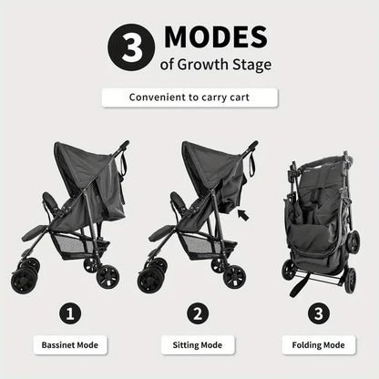 Lightweight Multi-Purpose Stroller - Modular Blackstroller, Stroller Toys,Modular Black Stroller, Babys Trollerwagon, Single Stroller,Multi-Position Recline, Summerventilation, Daily Use Everyday Stroller