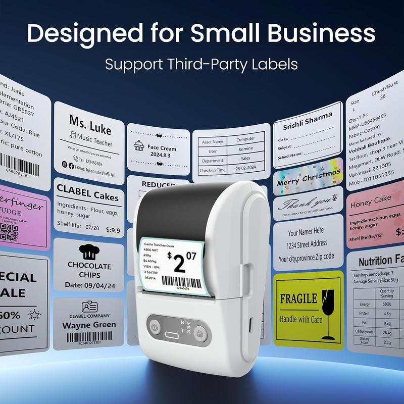 AIFRAME Label Maker with Tape Label Printer for Business Sticker Printer Compatible with 12-57Mm Width Labels Wireless Connectivity High-Speed Printing 1200Mah Battery for Office Home