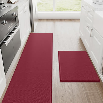 Kitchen Mats, 2PCS Kitchen Rugs, Cushioned anti Fatigue Kitchen Mats for Floor, Non-Slip Standing Desk Mat, Waterproof Kitchen Rug Set for Kitchen,20" X 32"+20" X 94.5"-Full 1Inch Thick,Black