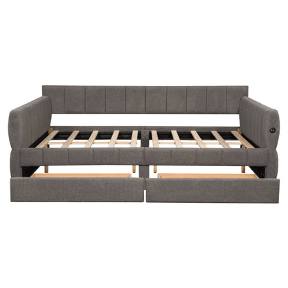 Upholstered Platform Bed With USB Charging