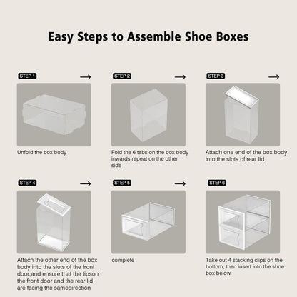 X-Large Shoe Storage Box Fit Size 11, Clear Plastic Stackable Shoe Organizer for Closet, Space Saving Foldable Shoe Rack Sneaker Container Bin Holder, 12 Pack Clear