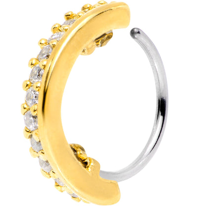 20G Clear CZ Gem Gold Tone Sleek Seamless Circular Ring