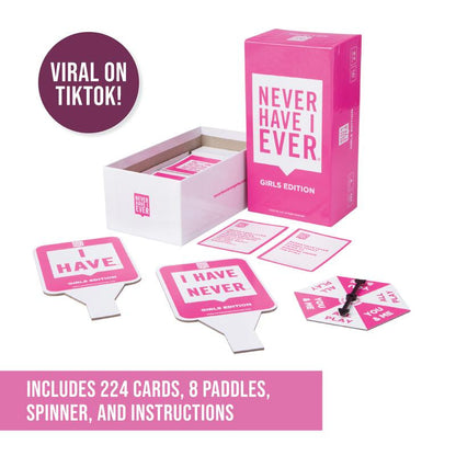 Never Have I Ever - the Ultimate Party Game for Bachelorette Parties, Ladies’ Nights, Girlfriends’ Game Nights, and Social Gatherings | Paddles Included | Intended for Mature Adult Women Ages 17+
