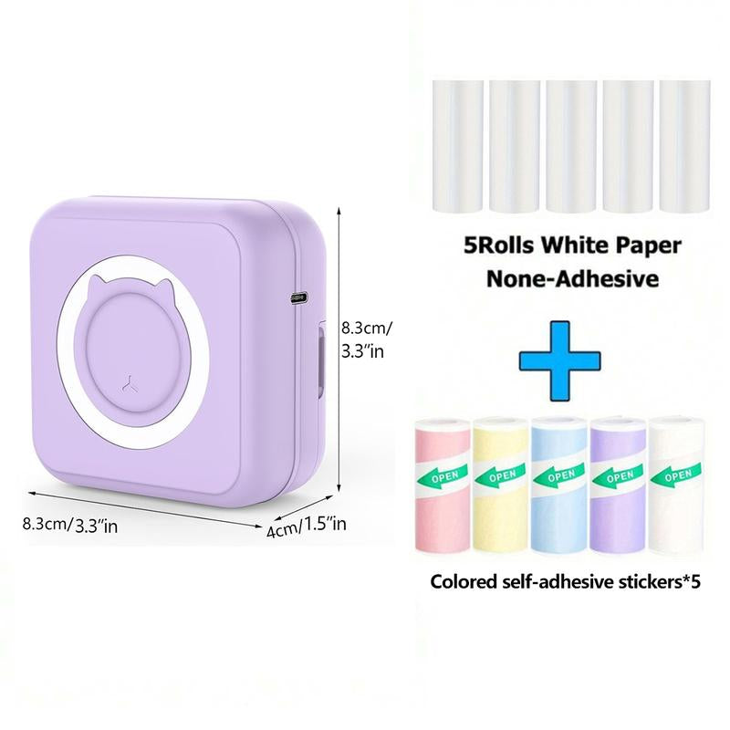 Mini Sticker Printer, Mini Label Printer Portable Inkless Thermal Printer, Free Cut Small Pocket Printer for DIY Scrapbook, Travel, Notes,Photos, Pictures, Label, Memo, Compatible with Ios&Android, Thermal Label Maker